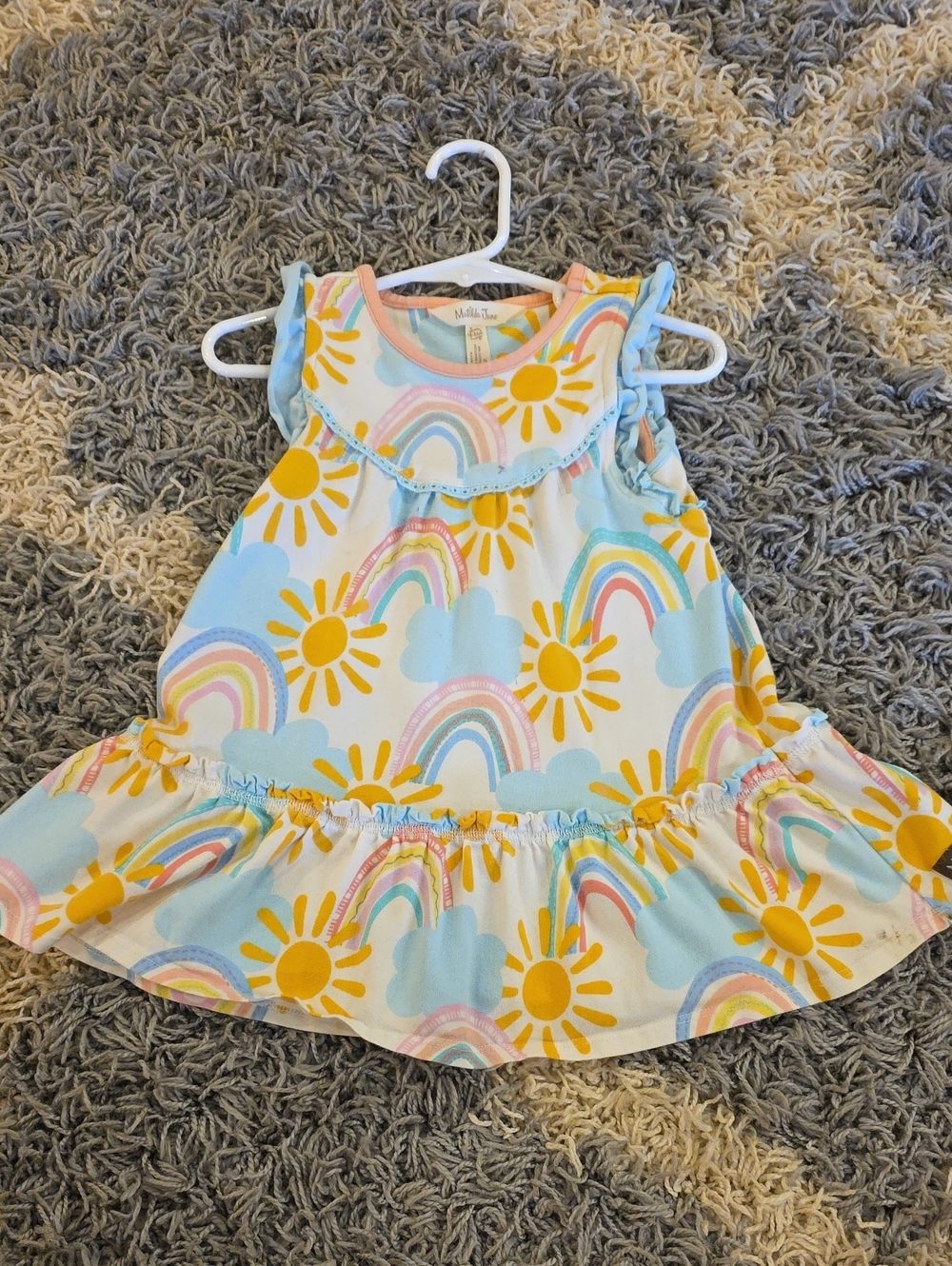 Matilda Jane Girls' Rainbow & Sun Print Sleeveless Dress - White/Yellow